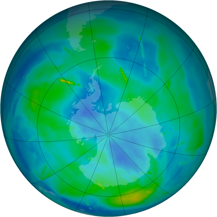 Antarctic ozone map for 27 March 2011